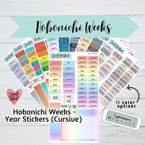Hobonichi Weeks Yearly Stickers 2025- Cursive Font - Functional Planner or Journal Stickers
