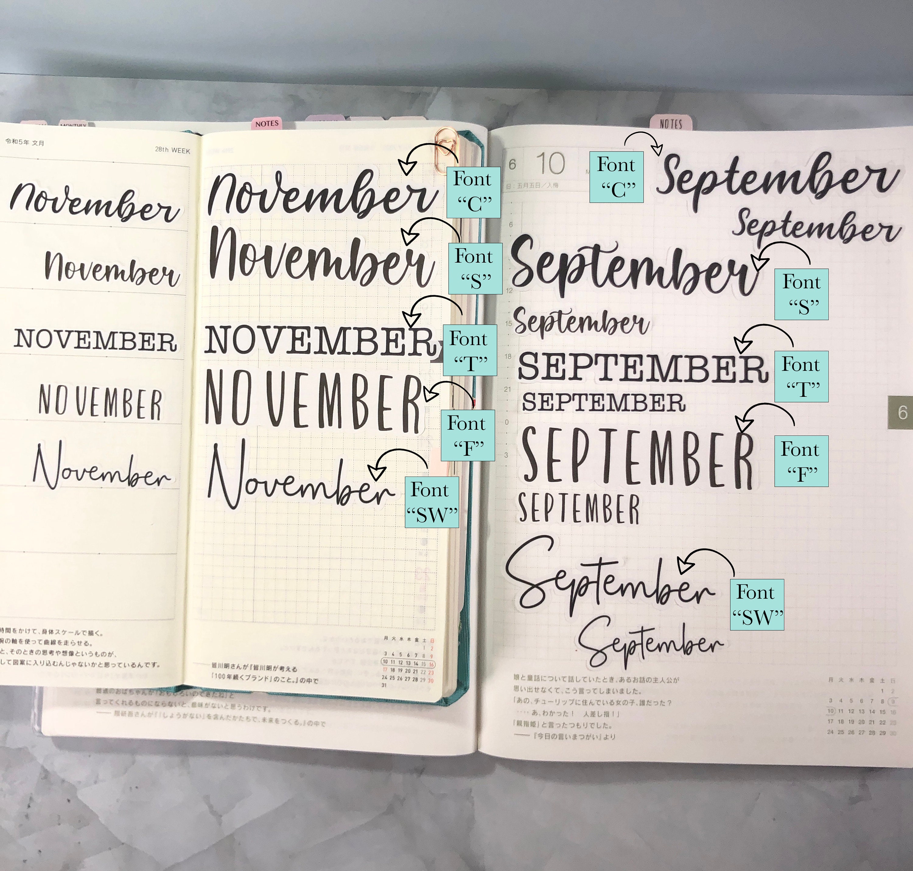 Months of the Year Planner Stickers - 5 Unique Fonts - Large & Small ...