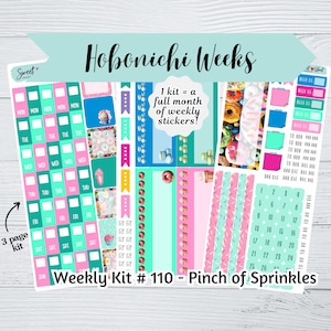 Hobonichi Weeks Weekly Sticker Kit #110 - Pinch of Sprinkles - 3 page kit - Colorful planner sticker kit