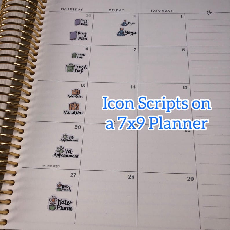 Scripts With Icons Sticker Sampler Sheet – Small & Large Sizes, White ...