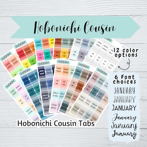 Guias de planejamento Hobonichi Cousin - Guias de planejamento - Guias de diário - 12 opções de cores - 6 opções de fonte - Adesivos de planejamento funcionais