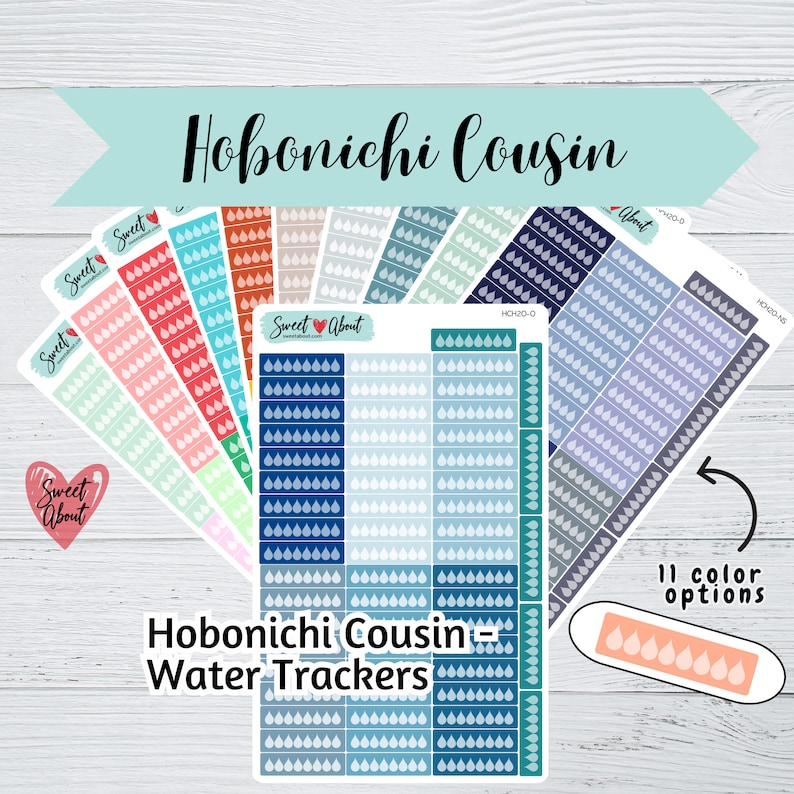 Hobonichi Cousin Water Tracker Stickers - Functional Planner or Journal ...