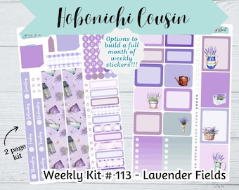 Hobonichi Cousin Weekly Sticker Kit #113 - Lavender Fields - Hobonichi Weekly Sticker Kit - Colorful Purple Hobonichi stickers