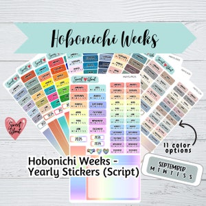 Hobonichi Weeks Yearly Stickers 2025- Script Font - Functional Planner or Journal Stickers