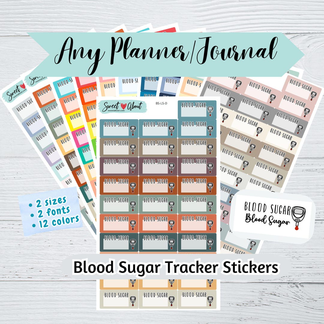 Blood Sugar Tracker Stickers - Diabetes Trackers - Cursive or Script ...