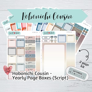 Hobonichi Cousin Yearly Box Stickers 2025 - Scriptlettertype - Planner- of dagboekstickers