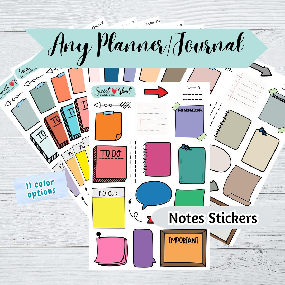 Assorted Notes Stickers for Planners or Journals - Colorful Banner ...