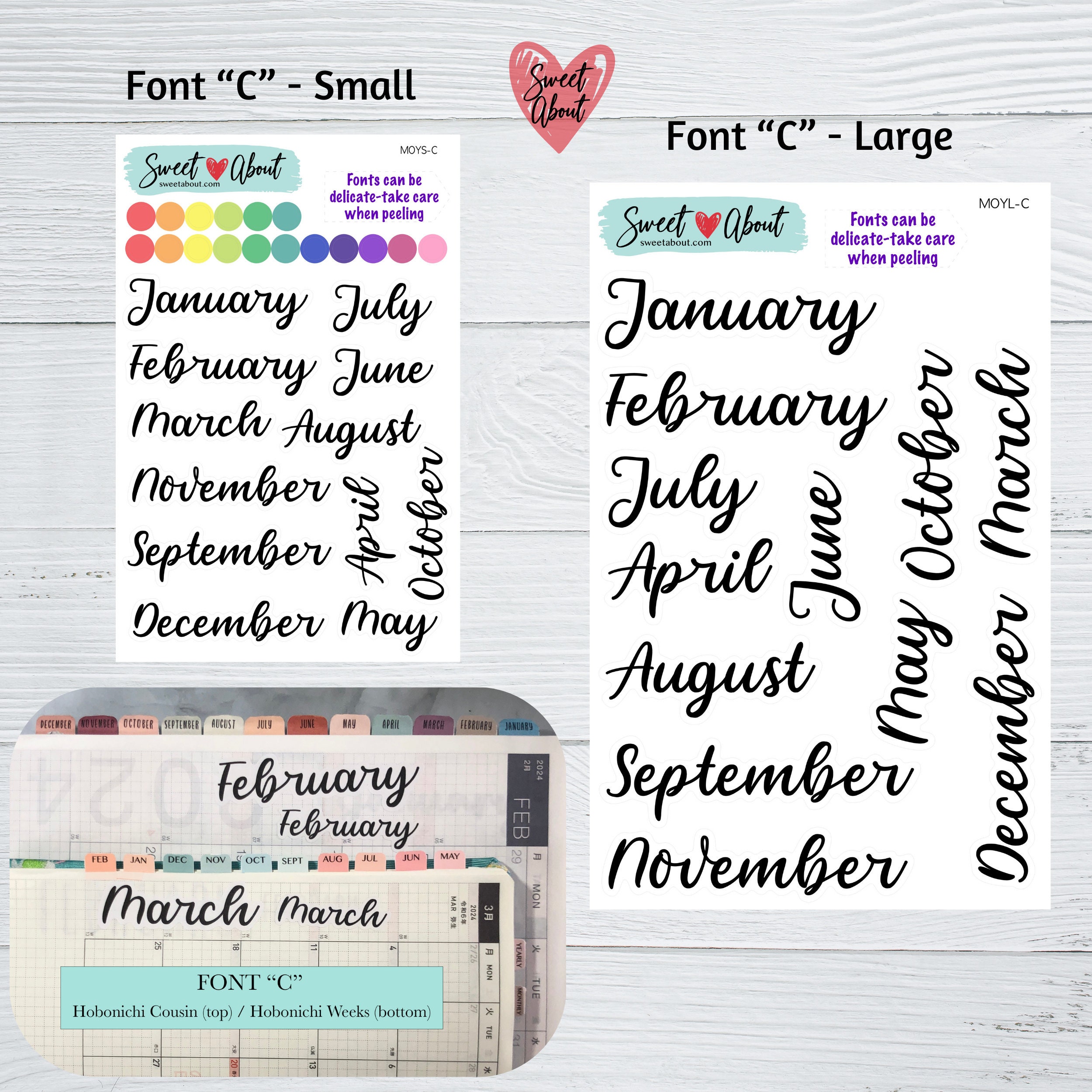 Months of the Year Planner Stickers - 5 Unique Fonts - Large & Small ...