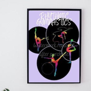 Downloadable Rhythmic Gymnastics Print, Gymnastics Printable Poster, Gymnast Printable Art, Rhythmic Gymnast Gift, Gymnastics Party
