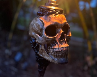 skull tiki torches