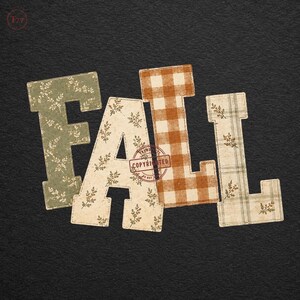 Fall Floral Patchwork PNG: Gingham Plaid Botanical Cottagecore Autumn Aesthetic Rustic Harvest (Digital Download)