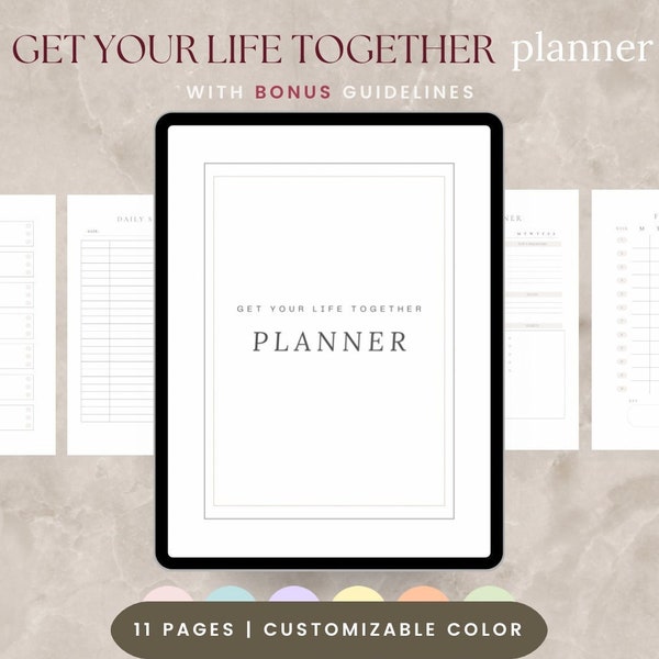 Get Your Life Together Planner, Daily Organizer, Productivity Planner, Weekly Agenda, Goal Setting, Time Management