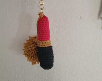 Red Lipstick Amigurumi Keychain