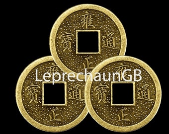 Three Chinese lucky coins "Feng Shui". Money Coin for Wealth and Lucky. Take more luck with this phone wallpaper.