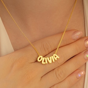 Bubble Name Necklace, 3D Letter Necklace, Personalized Jewelry, 3D Name Necklace, Bubble Letter Custom Jewelry, Christmas Gift, Gift for Her