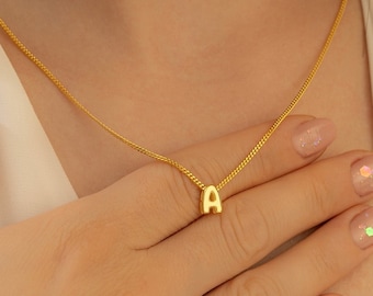 3D Initial Necklace: Sterling Silver Bubble Letter, Personalized Jewelry