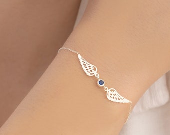 14K Gold Angel Wing Bracelet - Miscarriage Gift - Double Angel Wings Bracelet - Guardian Angel - Miscarriage Jewelry - Baby Loss Jewelry