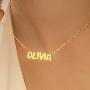 3D Bubble Letter Name Necklace: Sterling Silver Personalized Jewelry