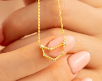 Sterling Silver Zodiac Constellation Necklace: Personalized Birthday Gift
