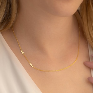 Personalized Sideways Initial Necklace: Sterling Silver Letter Charm