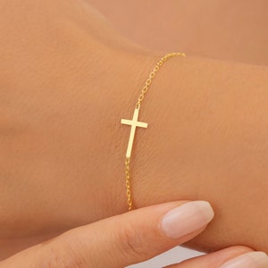 Silver 925 Cross Bracelet, Minimalist Cross Jewelry, Gold Cross Bracelet, Dainty Bracelet, Personalized Gift for Woman, Christmas Gifts