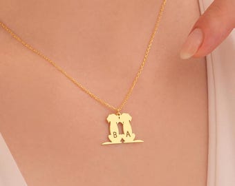 Custom Sterling Silver Pet Necklace: Personalized Dog Cat Initials