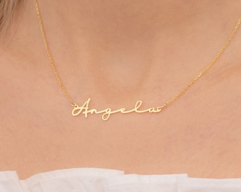 14K Solid Gold Name Necklace: Personalized Dainty Gold Jewelry