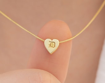 Personalized Heart Necklace - Dainty Heart Necklace - Gifts for Her - Mothers Day Gift - Personalized Letter Necklace - Initial Necklace