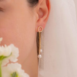 Dangling Pearl Bridal Earrings: Sterling Silver Wedding Jewelry