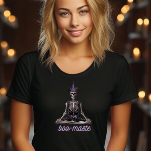 Halloween-sweater skelet Namaste, grappig yoga-herfstsweater