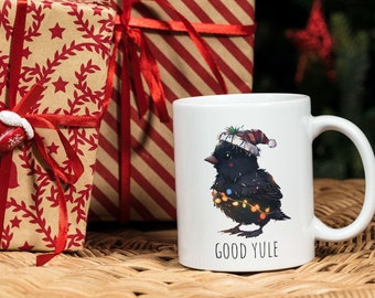 Baby Raven Good Yule Coffee Mug, Vikingr Pagan Yuletide Gift