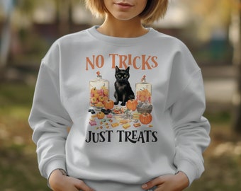 Vintage Halloween Graphic Sweatshirt, Black Cat Crewneck