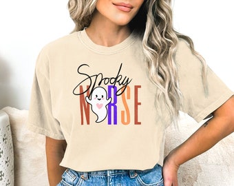 Comfort Colors Spooky Nurse Shirt, Halloween T-Shirt