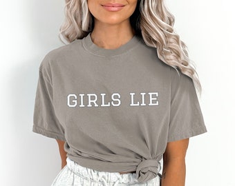 Girls Lie Graphic Tee, Oversized Cotton Streetwear T-Shirt