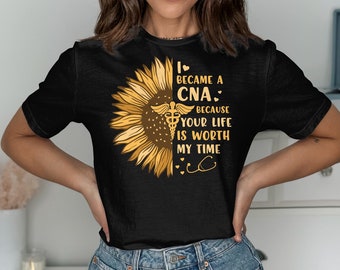 Sunflower CNA T-Shirt, Gift for Nurse