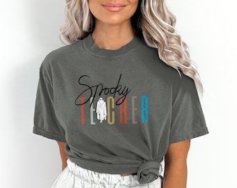 Comfort Colors Spooky Teacher T-Shirt, Halloween Ghost Shirt