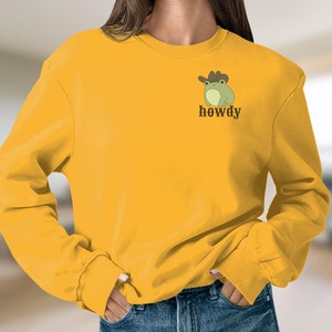 Funny Frog Howdy Sweatshirt, Retro Cottagecore Shirt, Positive Gift
