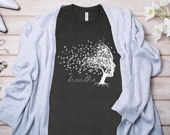 Breathe Optical Illusion Tee, Trendy Cotton Summer T-Shirt