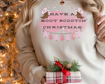 Felpa natalizia Boot Scootn', abbigliamento per le feste in stile western