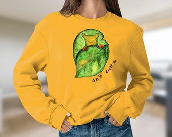 Funny Frog Self Care Sweatshirt, Cottagecore Positive Vibe