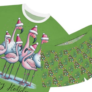 Pink flamingo Christmas Jammies, Sleepwear set Pink flamingo, Christmas Loungewear, Christmas Sleepwear, Pink Flamingo Christmas Pajama set