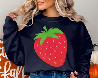 Strawberry Graphic Sweatshirt, Trendy Graphic Shirt