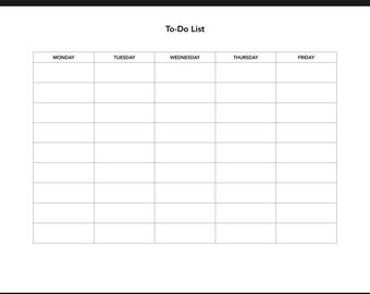 to do list chart for week instant download printable PDF