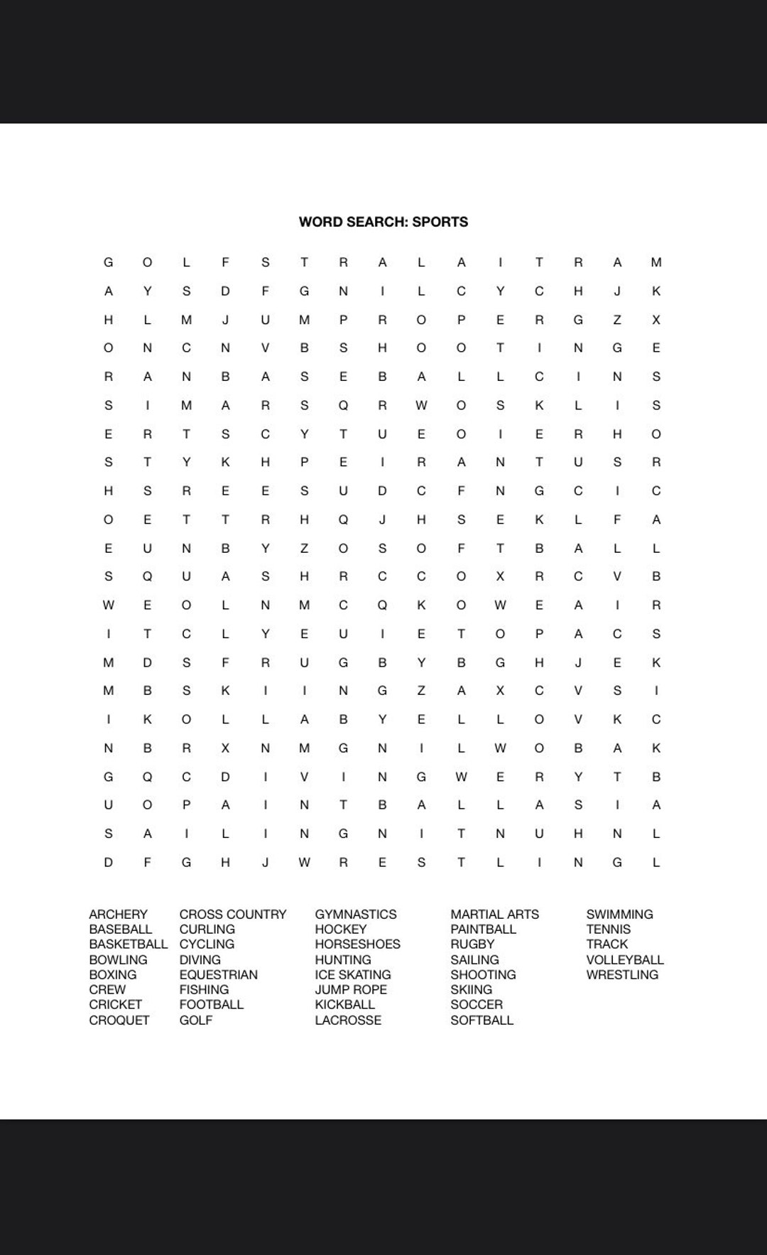 Word Search Sports Printable Instant Download PDF - Etsy