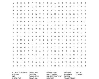 halloween word search printable instant download PDF