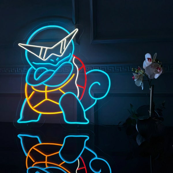 Squirtle Neon Sign | Anime LED Neon Sign | Pokemon Neon Sign | Led Wall Light Sign | Neon Sign Wall Decor