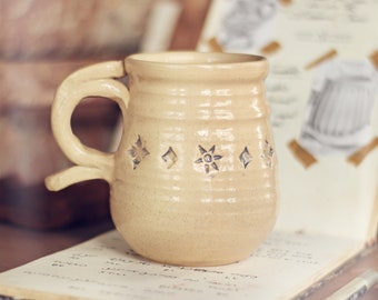 Stoneware Stamped Mug Handmade Pottery ~ by Karn Kreft