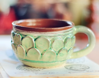 Handmade Mug with a scale Inspired Decoration