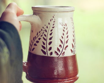 Ear of Wheat Engraved Tankard Handmade Pottery ~ by Karn Kreft