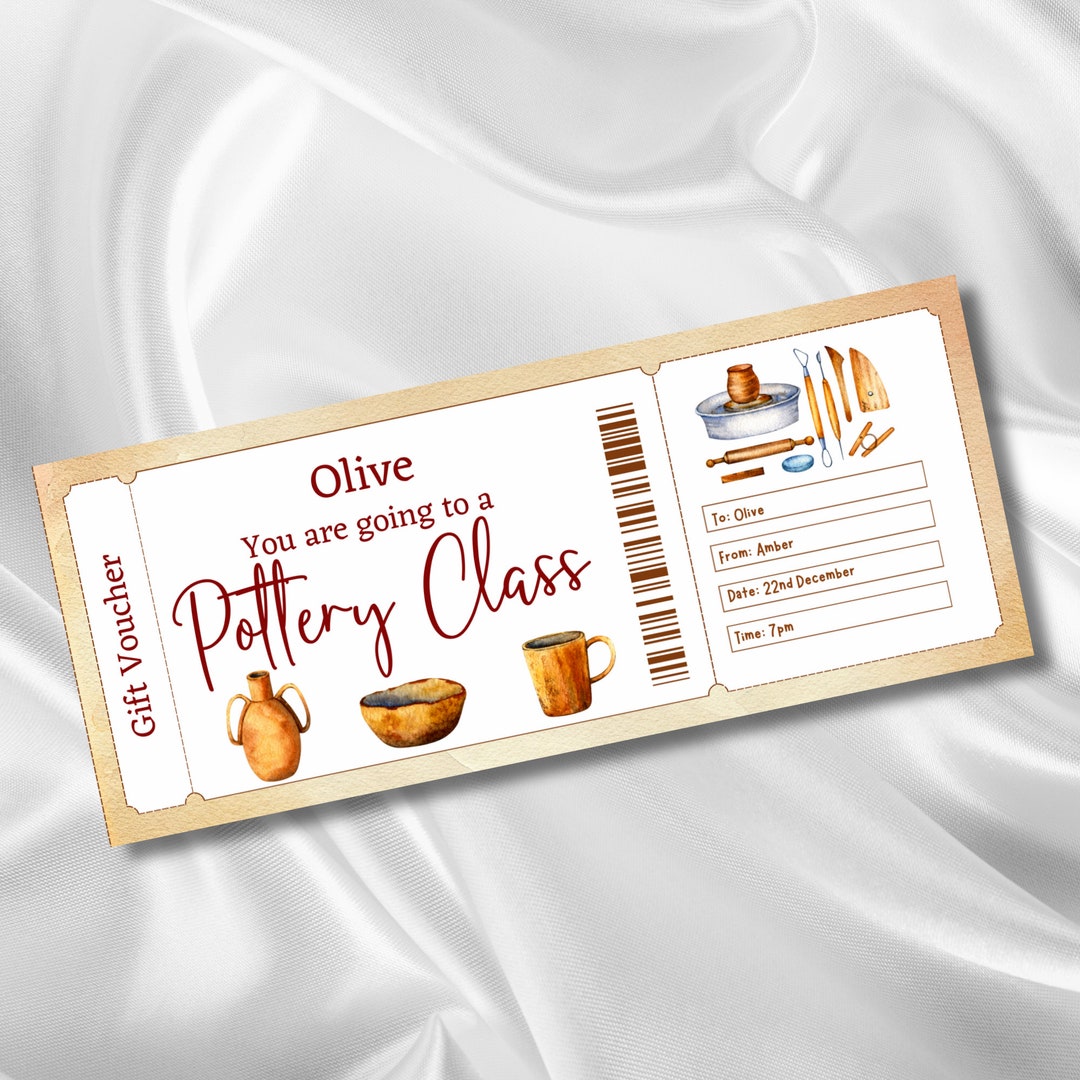 Pottery Class Gift Certificate Pottery Class Voucher Christmas Pottery Class Gift Certificate Pottery Class Voucher Christmas